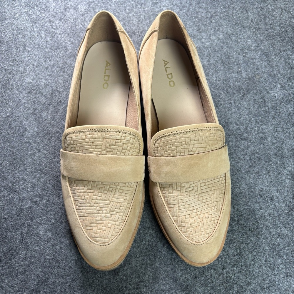 ALDO Calixta Women's Beige Suede Leather Cork Platform Loafers